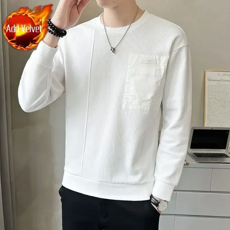 thumbnail image 1 of Suéteres de punto empalmados para hombre, suéteres de cuello redondo y bolsillos, productos más vendidos 2024 Winter SX, 1 of 5