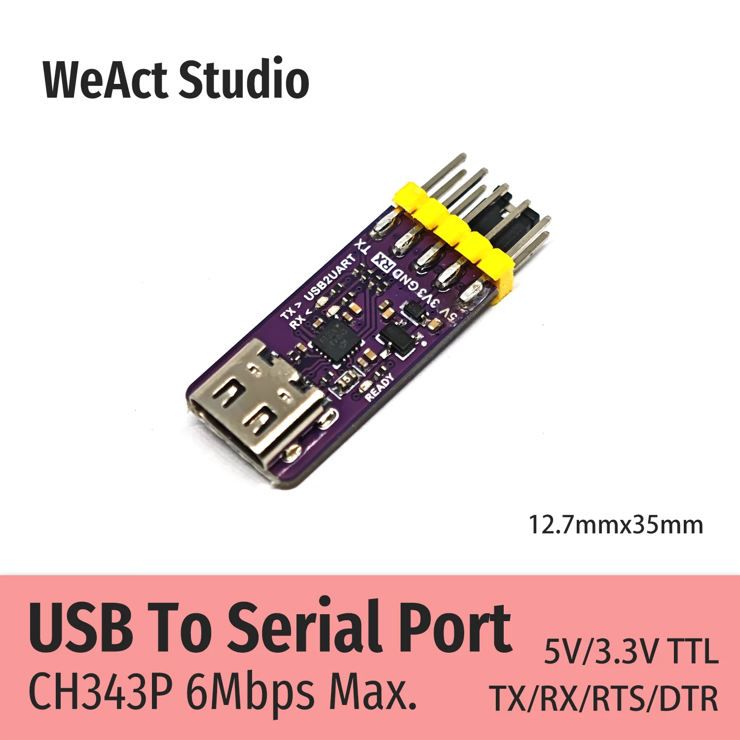 WeAct CH343P CH343 USB to Serial/TTL UART Module 3.3V 5V Switch Instead CH340 4
