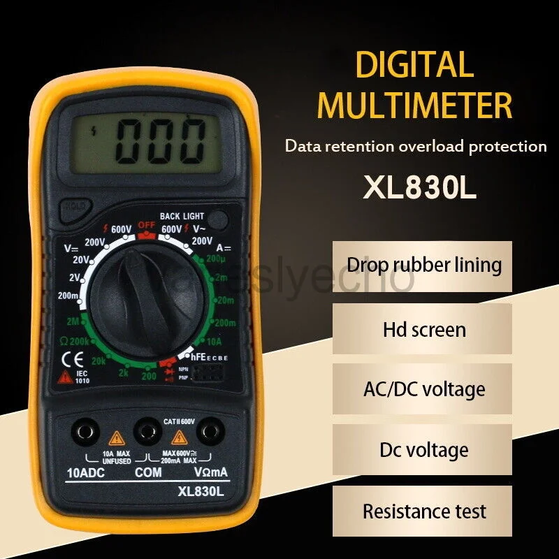 Multimètre Numérique Professionnel,Testeur Electrique Professionnel,Multimètre  Digital,Ligne d'essai avec multimètre,Mesure de tension AC/DC,Polymètre de  continuité,A l'exclusion des batteries : : Bricolage