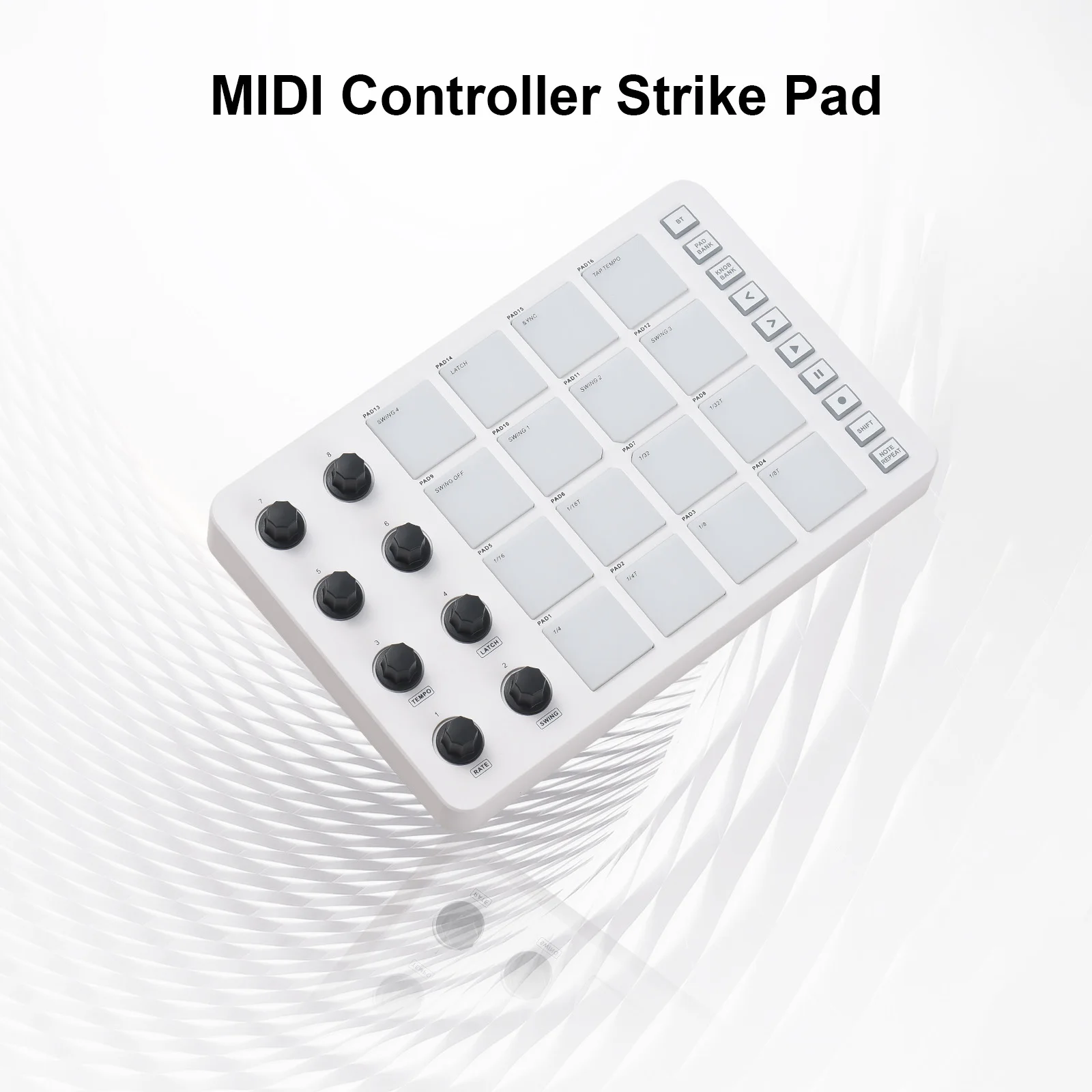 

MIDI Controller Strike Pad RGB Backlight MIDI Keyboard BT Connection Low Latency 3.5mm Output Interface Portable MIDI Pad