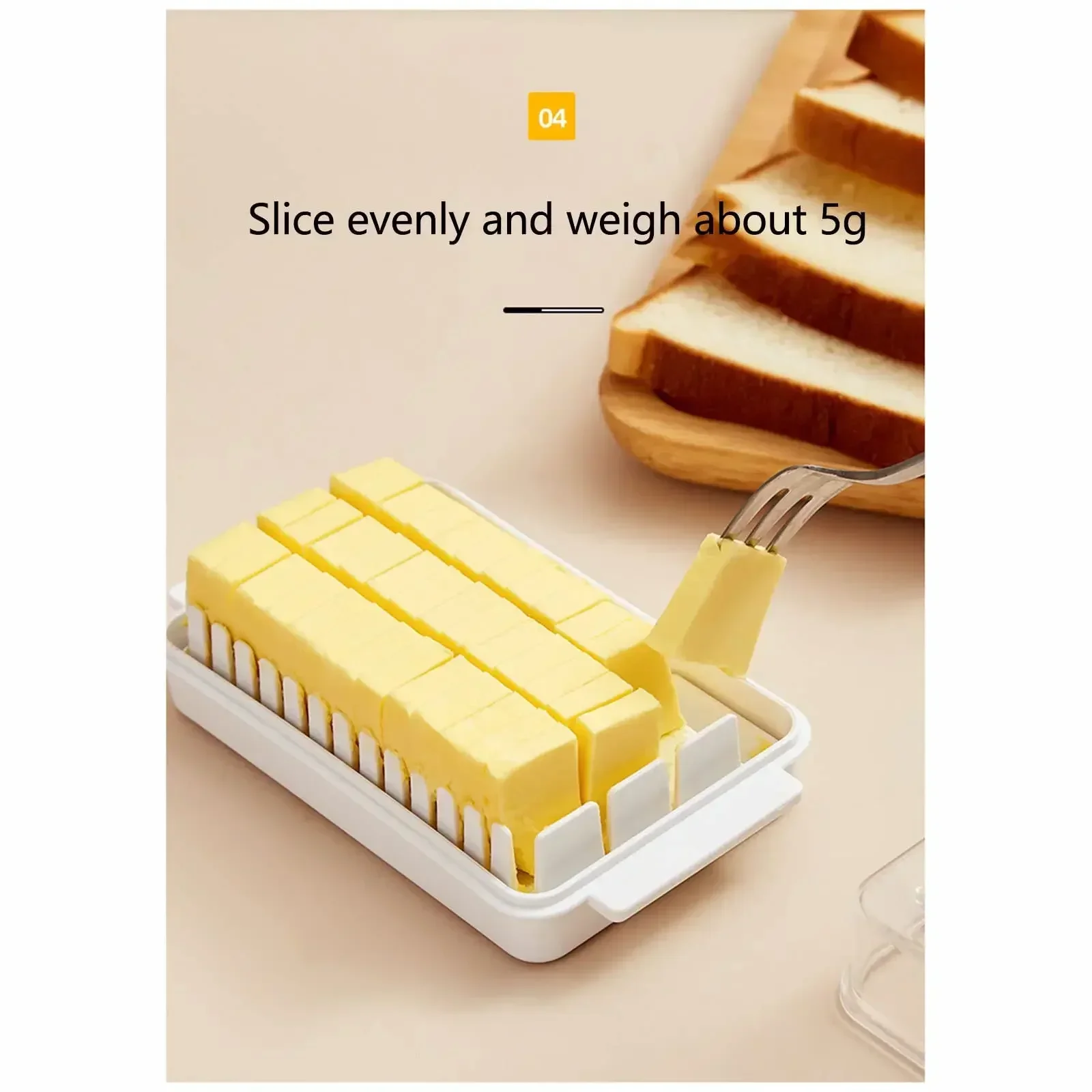 Plastic Butter Dish With Dividable Lid, Quantitative Cutting Butter Dish, Airtight Preservation Container Box