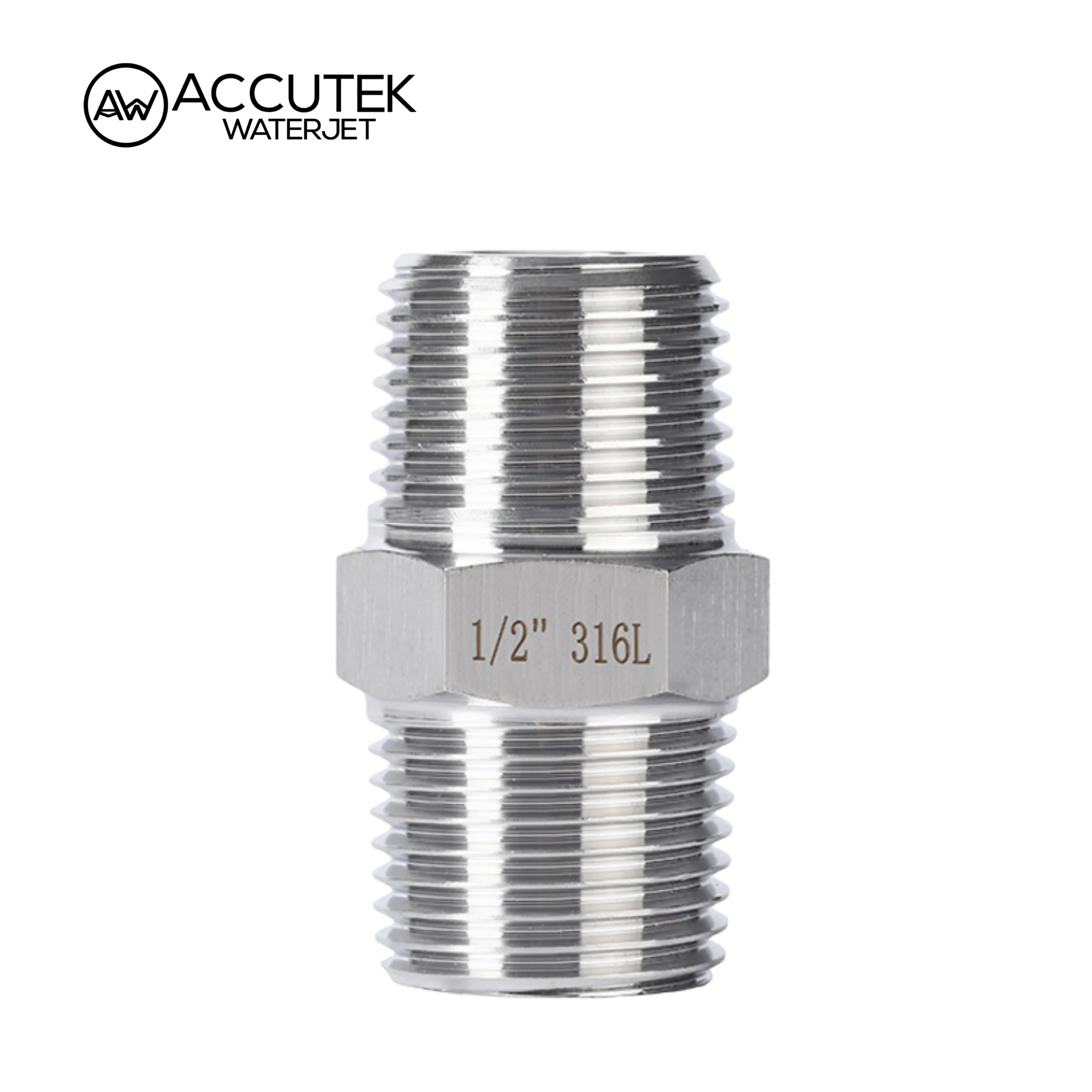 304 316 Stainless Steel Hex Nipples Pipe Fittings Connector Coupling Male Thread NPT BSPT 1/8"1/4"3/8"1/2" 3/4"1"2" 6000psi pipe fitting hose pipe fitting