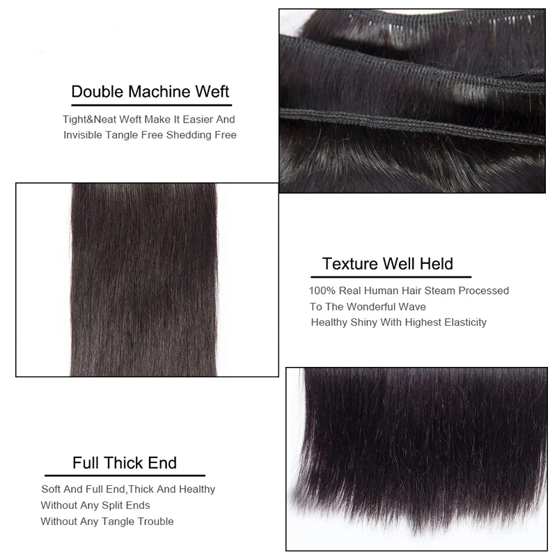 Straight Hair Brazilian Straight Human Hair Weave Bundles Natural Black 1/3/4 Piece 100% Human Hair Bundles Remy Hair Extensions - Image 3