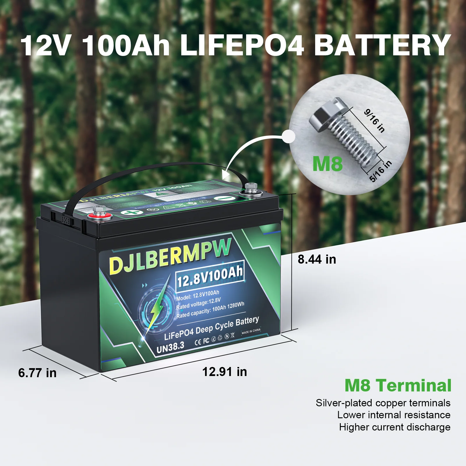 DJLBERMPW 48V 100Ah LiFePO4 Battery Lithium Iron Phosphate Batteries in BMS for Golf Cart Battery 48V 5120Wh, 4 Group 12V 100Ah