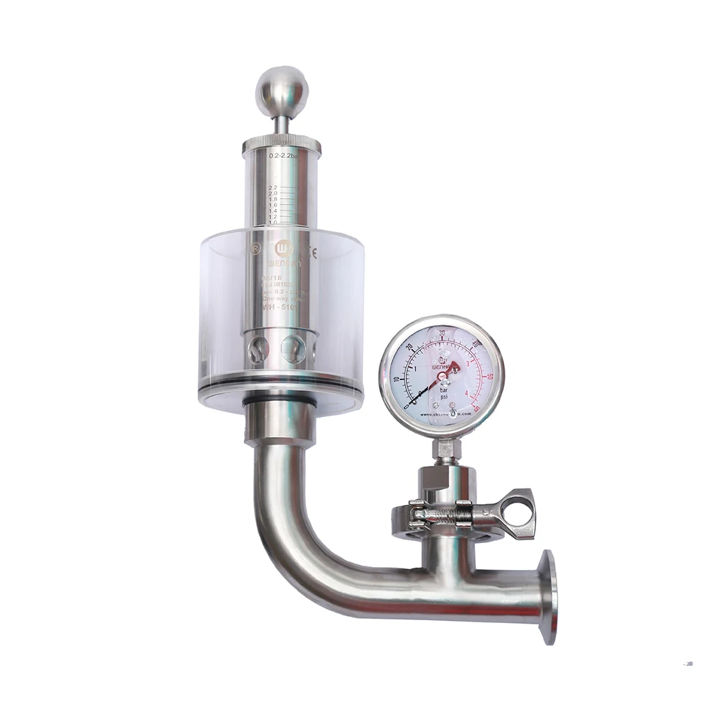 

Beer Brewing Accessories Sanitary Stainless Steel Pressure Relief Valve with Diaphragm Pressure Gauge