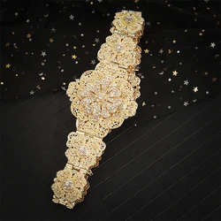 Moroccan Wedding Belt Full Crystal Floral Ladies Dress Oversized Waist Jewelry Bridal Waist Chain Party Gift Free Shipping