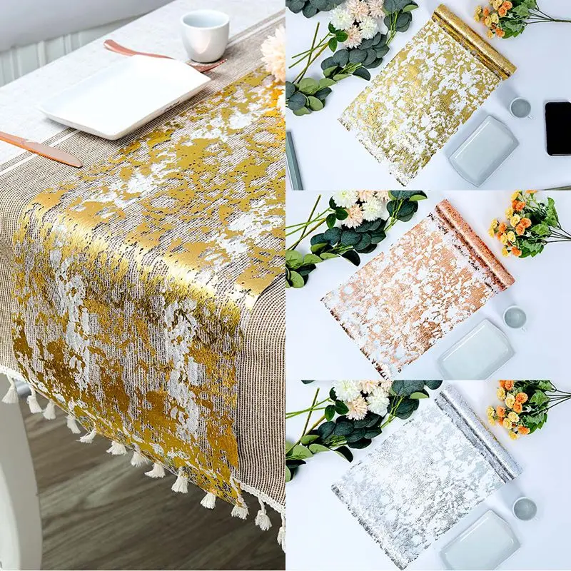 Description Picture 3 of itemGlitter Metallic Gold Thin Table Runner Wedding Birthday Party Home Decoration Sequin Metallic Foil Thin Mesh Table Runner