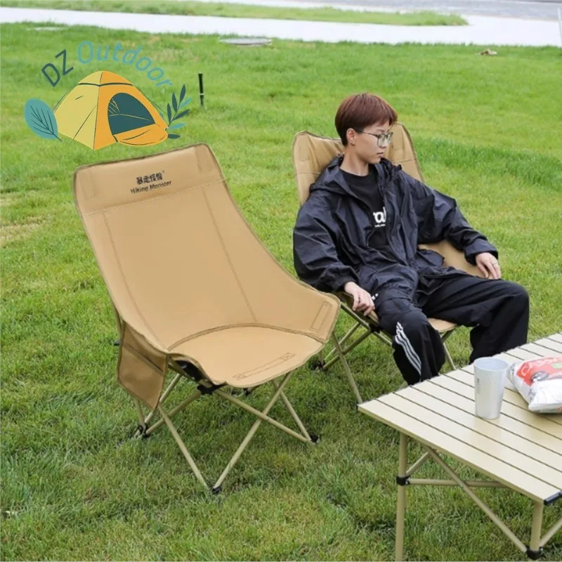 DZ Folding Outdoor High Backrest Large Load Moon Chair Camping Barbecue Outdoor Fishing Portable Foldable Loose Leisure Chairs folding chair