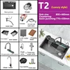 Double Waterfall Kitchen Sink Modern LED Display Kitchen Sink with Flexible Tap Smart Stainless Steel Sink with Accessories 6