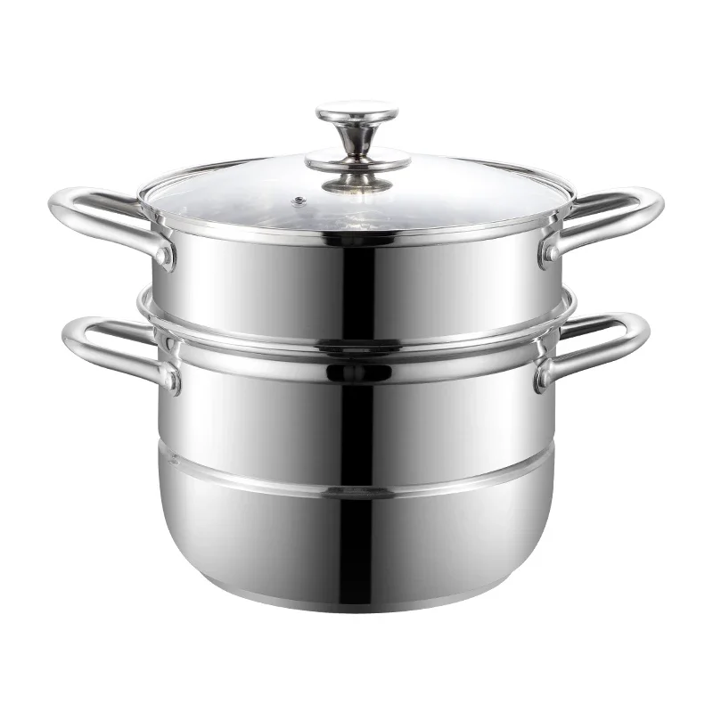 KSISE Brand Double-Layer Steamer Stainless Steel Multi-Functional Cookware Steam Top Cook Bottom