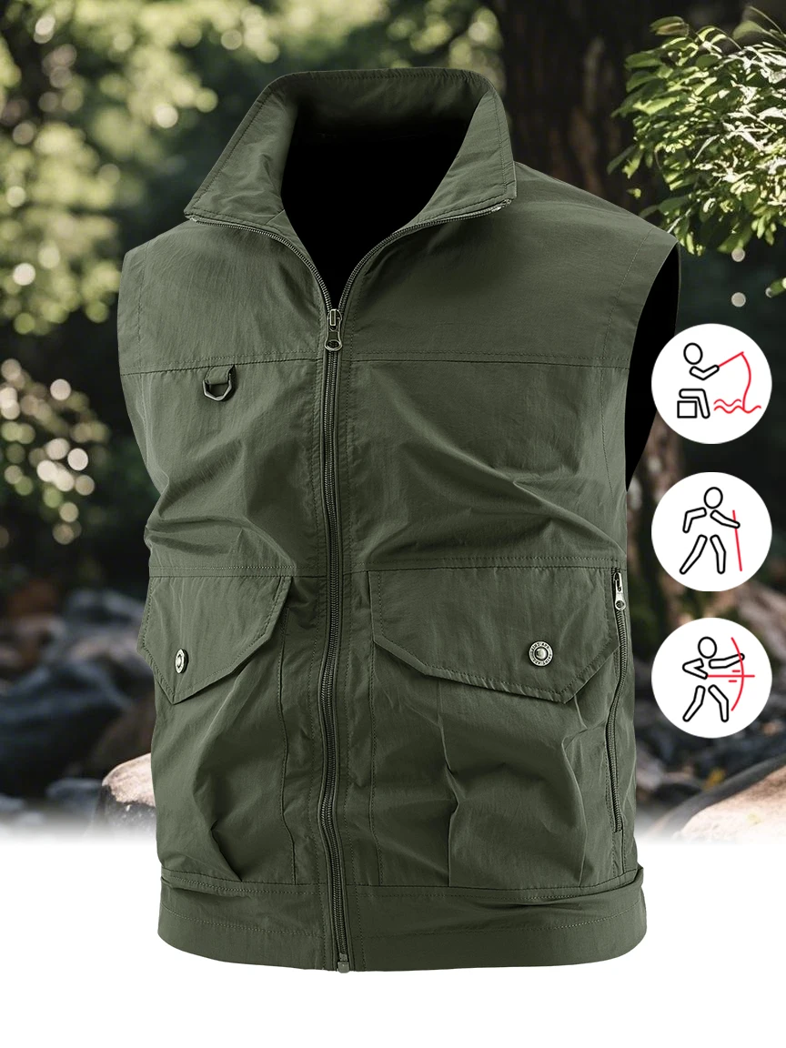 Men's Fishing Vest Travel Vest with Pockets Outdoor Work Photo Cargo Fly Summer Hiking Camping Jacket Mesh Breathable M-6XL hiking vest fisherman vest
