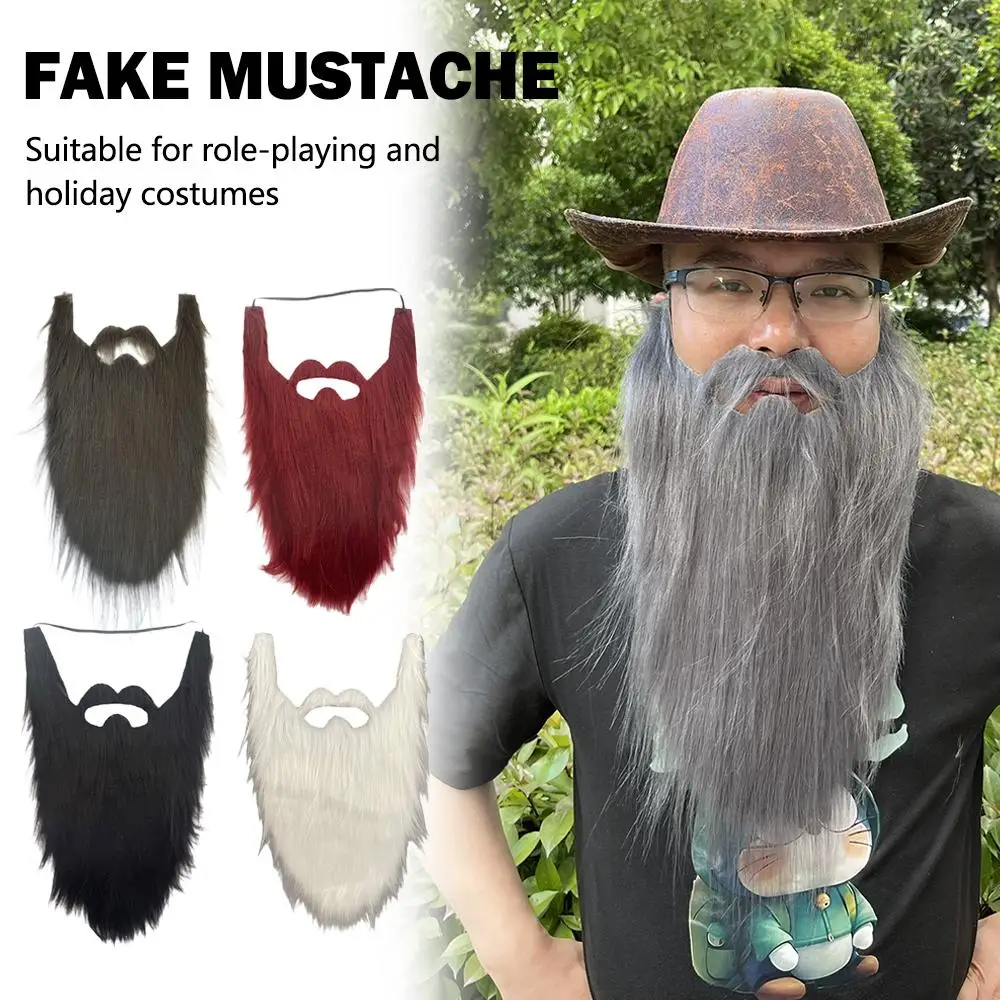 40cm Artificial Beard Realistic Fake Beard Fake Beard Long Fluff Halloween Fake Mustache Handmade Halloween Costume DIY