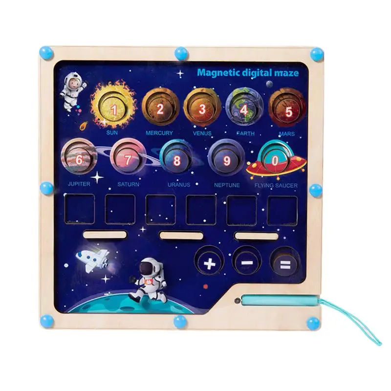 

Магнитная доска 3 в 1, магнитный лабиринт с цветами и цифрами для раннего развития, игрушки-головоломки, многофункциональные деревянные Магнитные Головоломки, доска