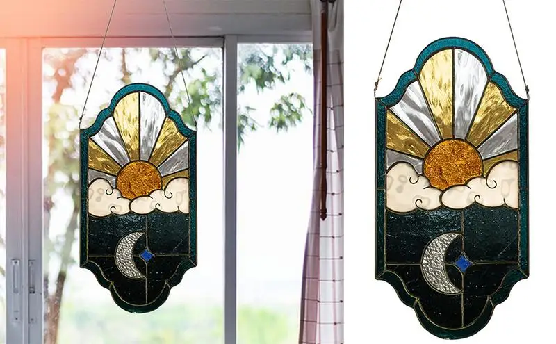 Sun And Moon Stained Sun Catcher Ornamenti Per Finestre In Acrilico Rainbow Maker Sun Catchers Ornamento Per Cucina Portico Giardino Di Casa