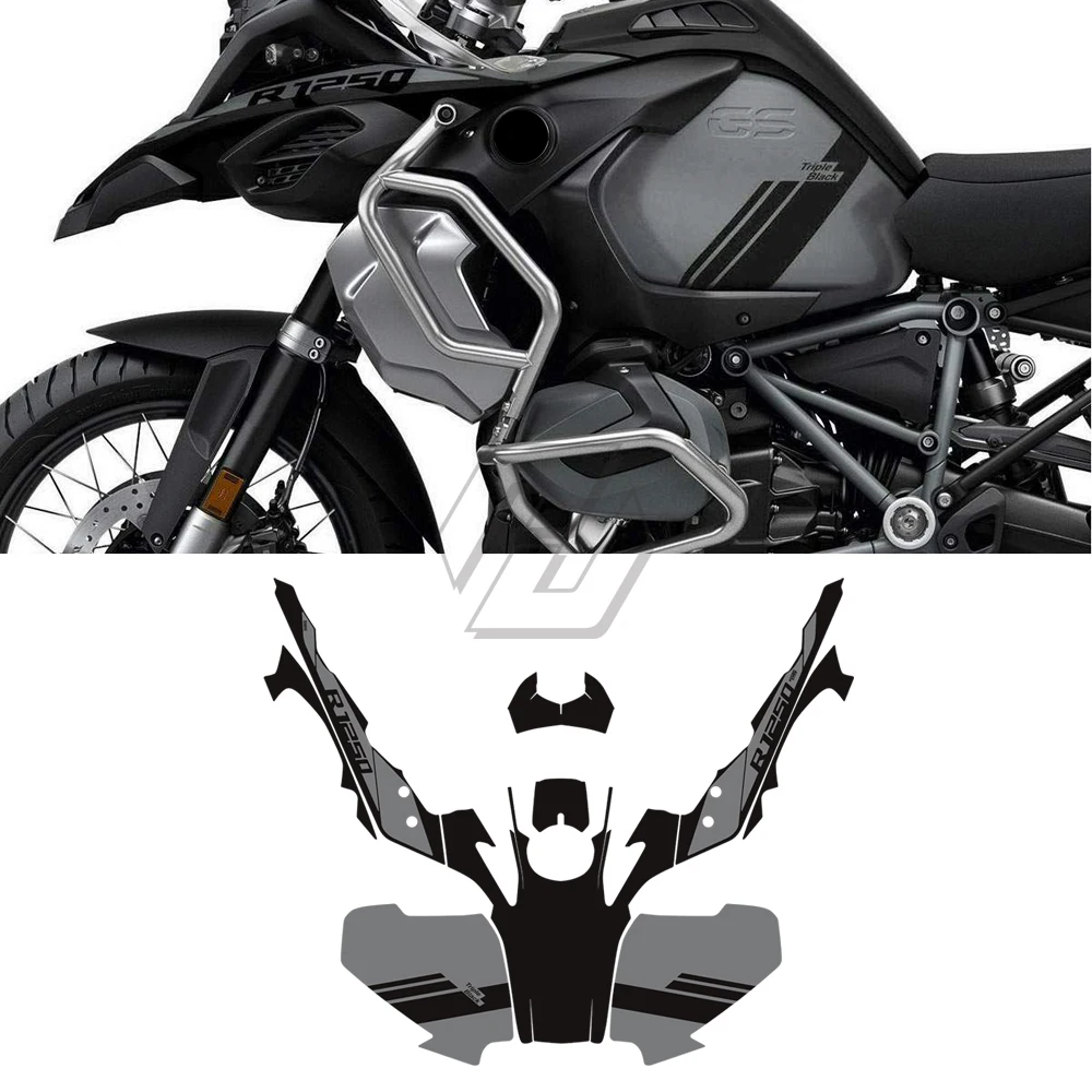 R1200GS Motorcycle Full Graphic Triple Black decoration Body Fairing Sticker Kit For BMW R1200GS R1250GS Adventure 2014-2022