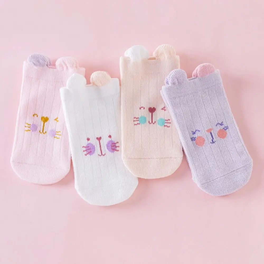 8Pairs Bear Ears Baby Cotton Socks Cat Rabbit Autumn Spring Toddle Short Tube Socks Breathable Cute Children Cartoon Socks