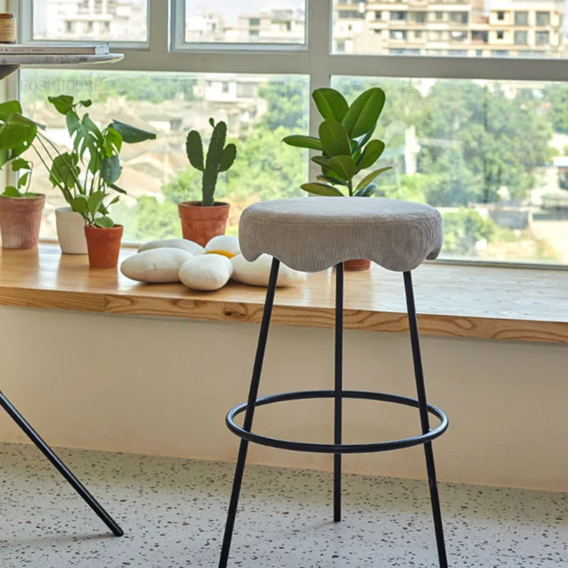 

Nordic Wrought Iron Bar Stools for Kitchen Design Retro High Stool Modern Minimalist Furniture Muebles Outdoor Furniture SY50GM