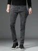 Men's Stretch Slim Jeans 2024 New Autumn Straight Leg Casual Denim Trousers Male Business Classic Fashion Blue Gray Black 4