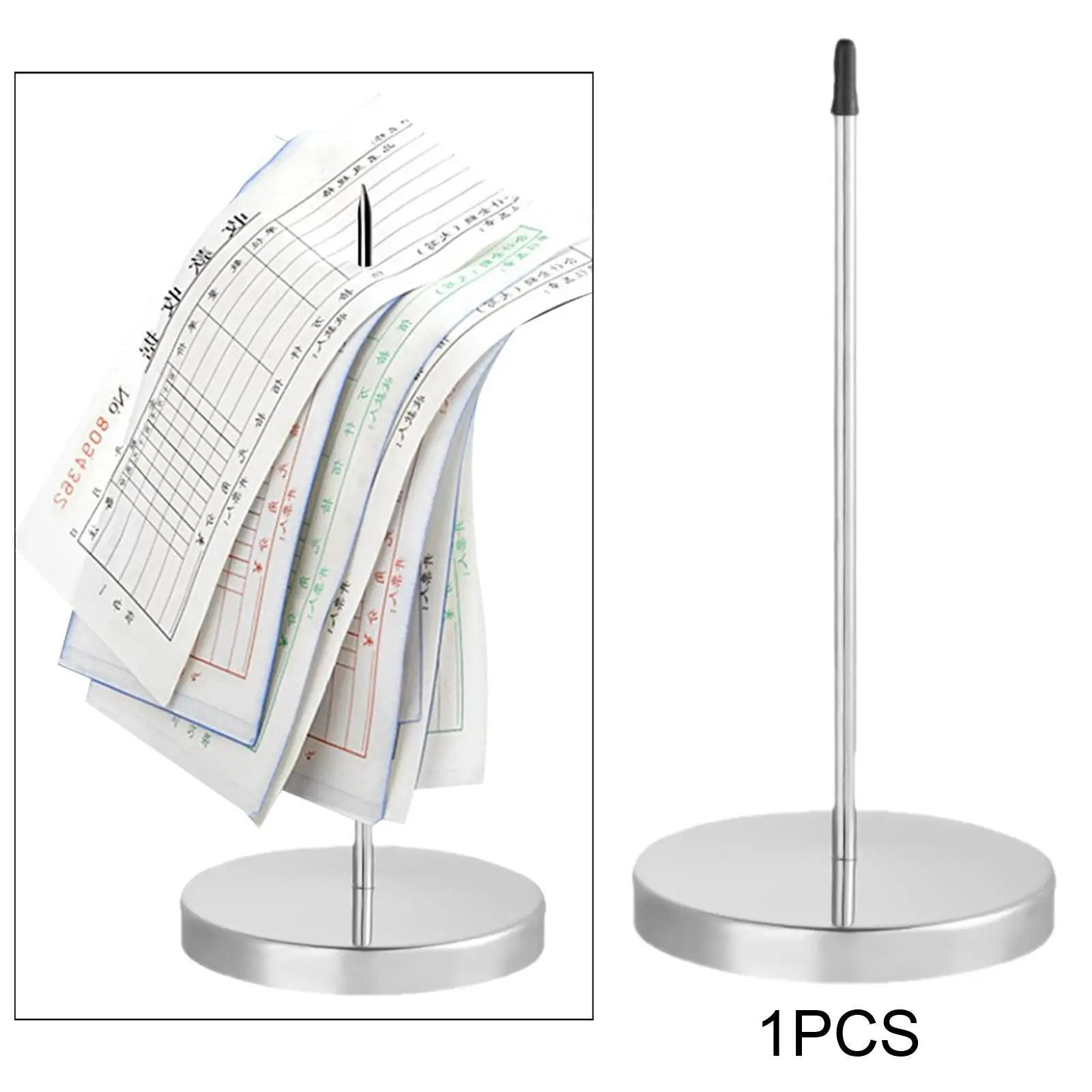Receipt Holder Paper Memo Holder Straight Rod Portable Metal Note Bill Fork Solid Base Restaurant Office Desk desk receipt holder