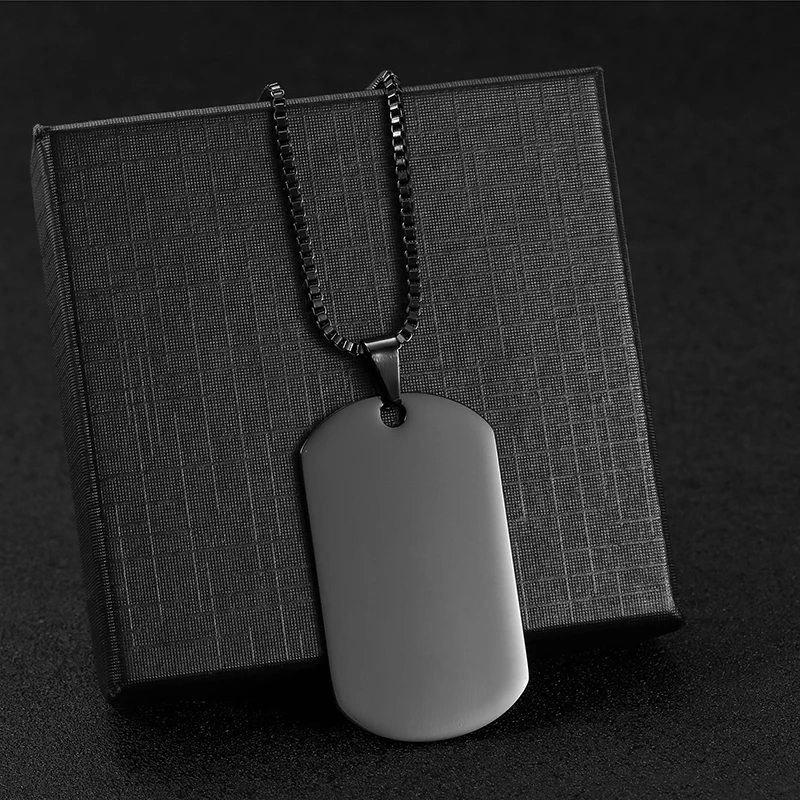 Pendentif Rectangle Gravure Photo Et Texte - Acier Argenté - Personnalisable - Cadeau Unique