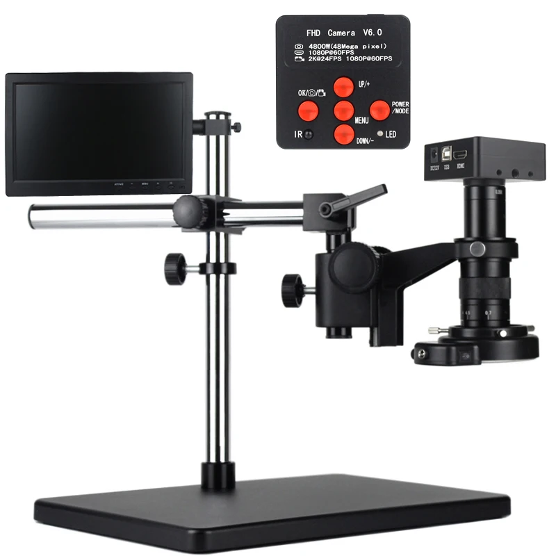 2K 48Mp 60Fps Hdmi Usb Microscope Camera 120X-300X C-Mount Lens Microscopio Digitale Elettronico Industriale Per Riparazione Saldatura