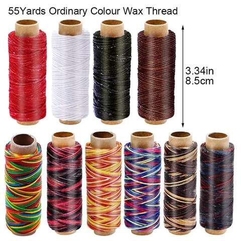 

10 Pcs MIUSIE Leather Waxed Thread Tools Cord for DIY Handicraft Tool Hand Stitching Thread Flat Waxed Sewing Line Durable