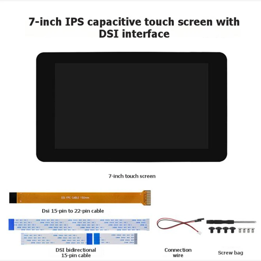 【공개】라즈베리 파이 7인치 DSI IPS 정전식 터치 스크린 1024X600(라즈베리 파이 5/4B 디스플레이용 케이스 없음)