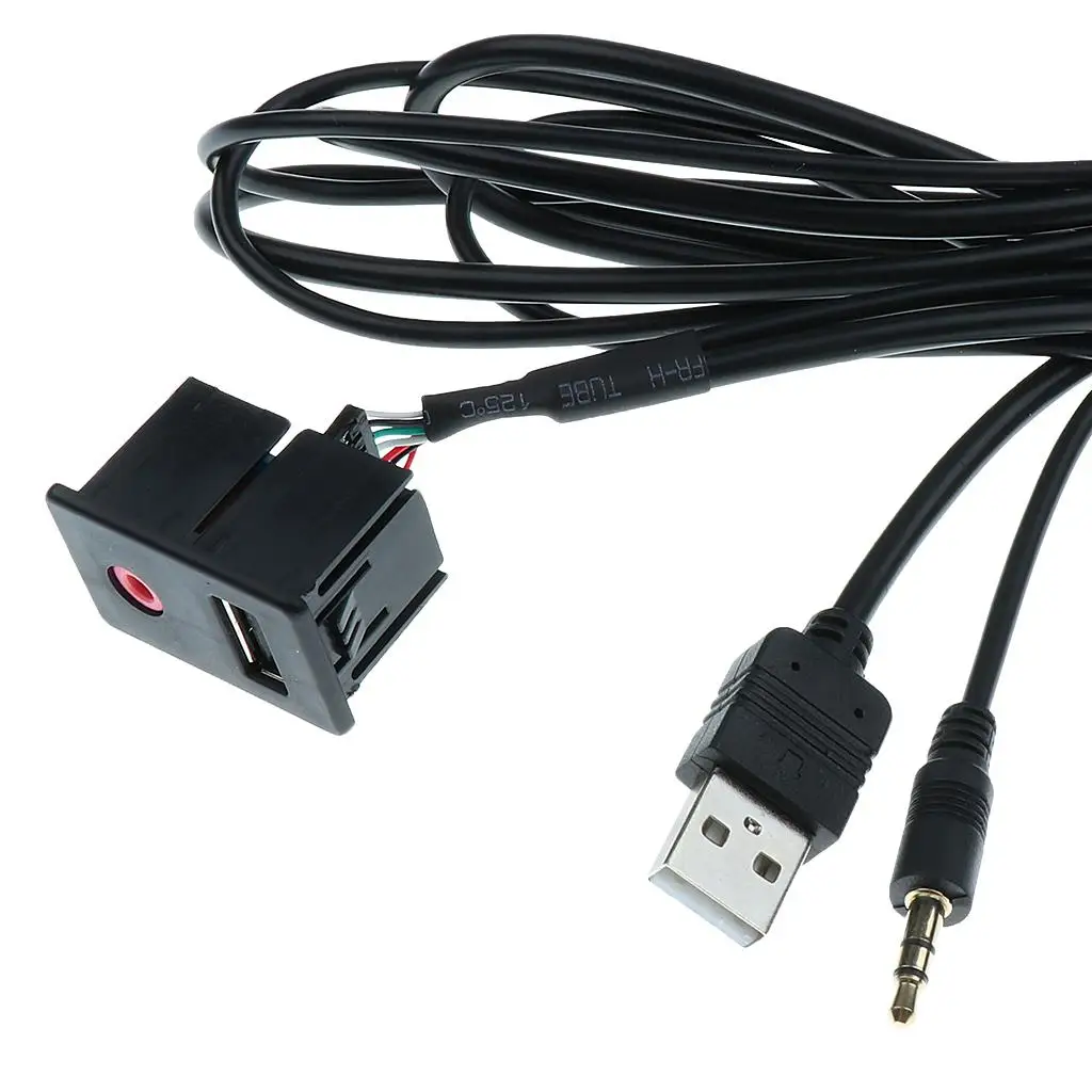 3.5mm USB 리드 패널 케이블, 주석 도금 구리선 연장 오디오 커넥터(자동차 대시보드 통합용)
