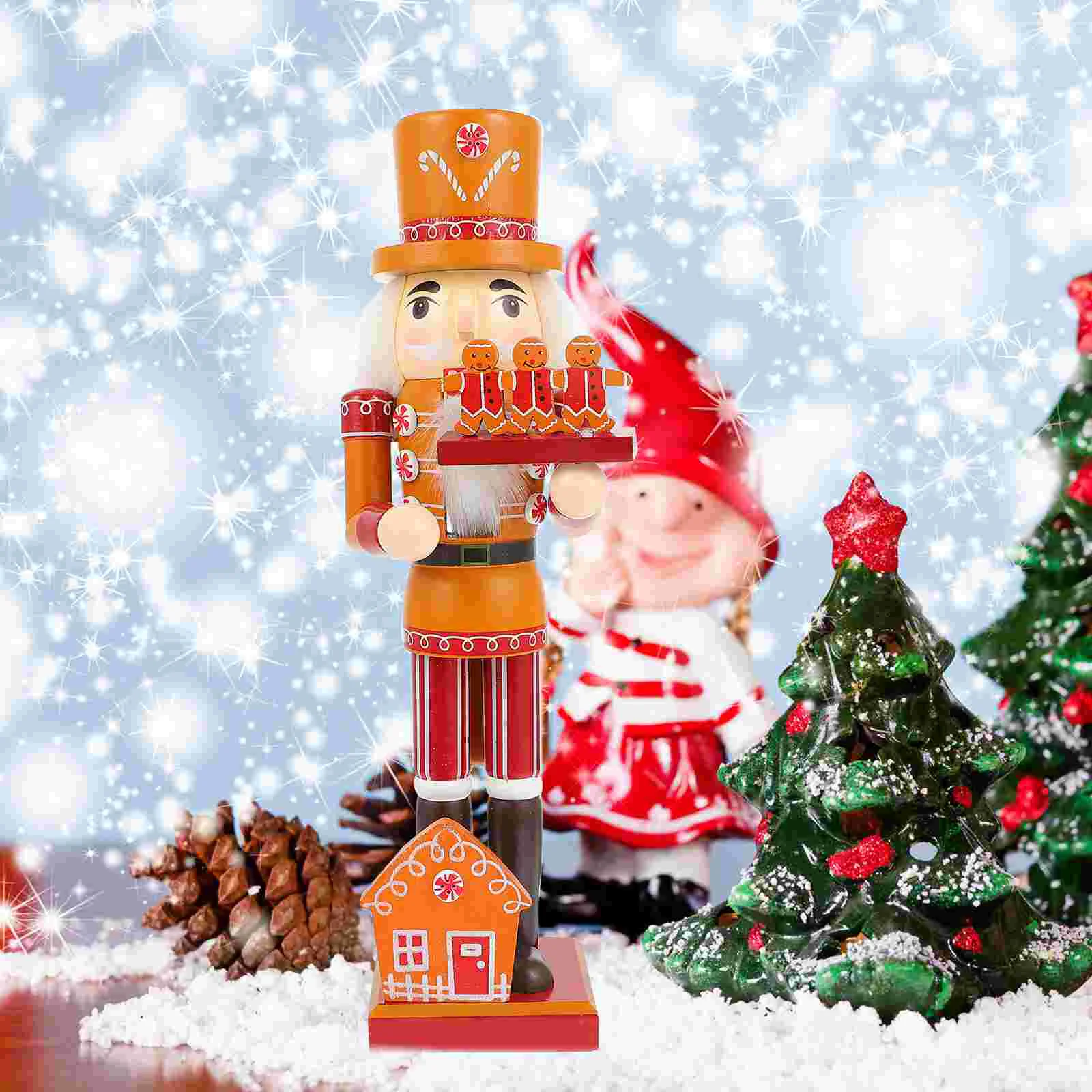 

Xmas Nutcracker Soldier State Desktop Decoration Christmas Nutcracker Layout Prop Wooden Nutcracker Figurine 35x10x8cm