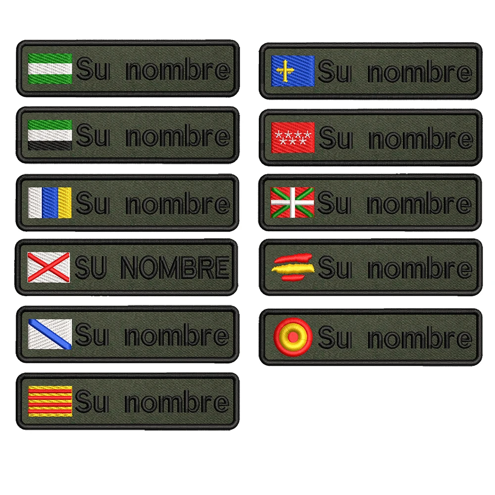 1Pc Muslimcustom Name Flag Patch Stripes Badge Iron On Or Hook Loop Army Green Angola Extremde Isole Canarini Spagna