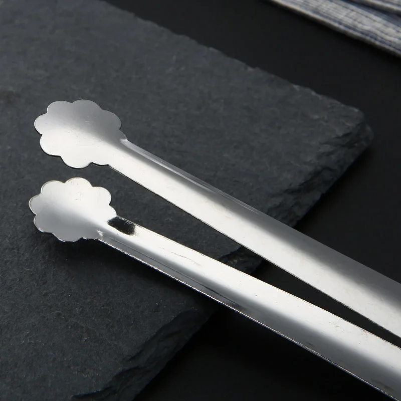 Food Tongs Mini Stainless Steel Food Tongs Sugar Ice Cube Clamp Bread Steak Clip Silver Tweezer Home Kitchen Cooking Utensils
