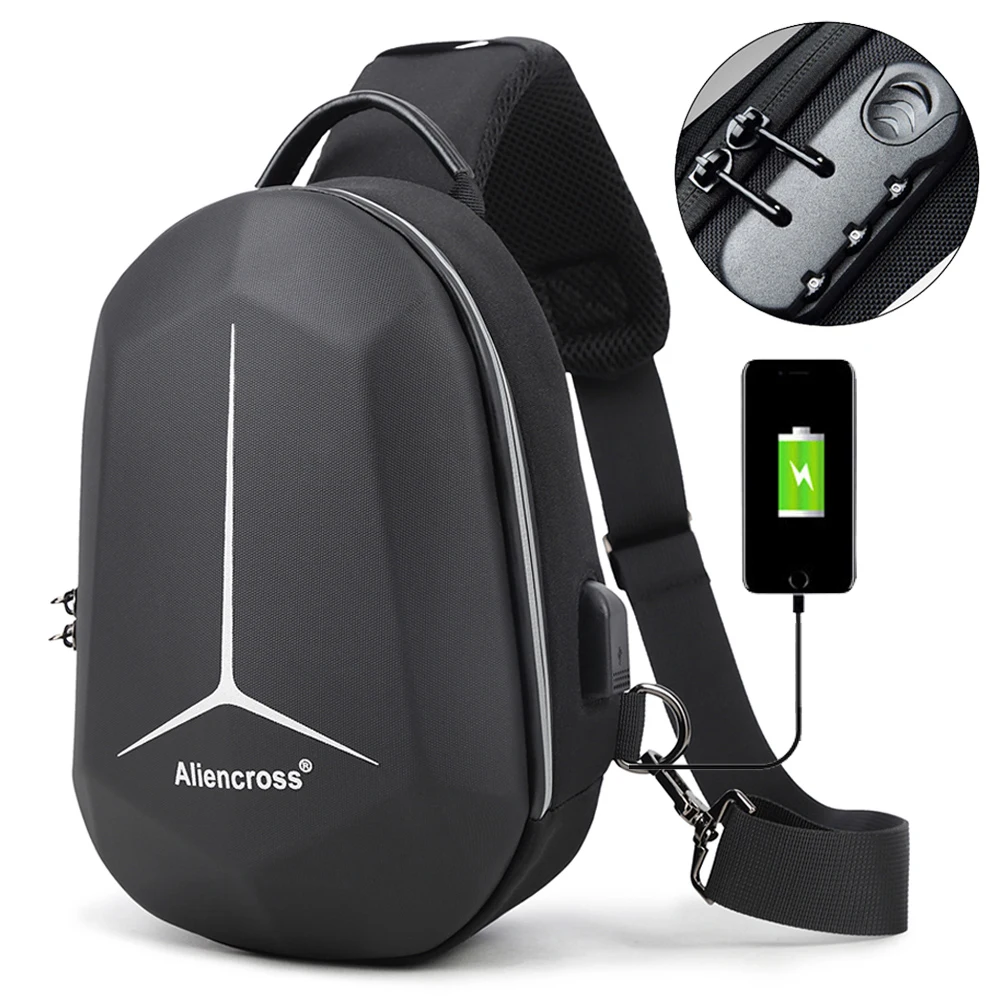 New Anti-theft lock Crossbody Bag for USB charging travel Shoulder bag High-quality Messenger Bags Male Waterproof Chest Bag
