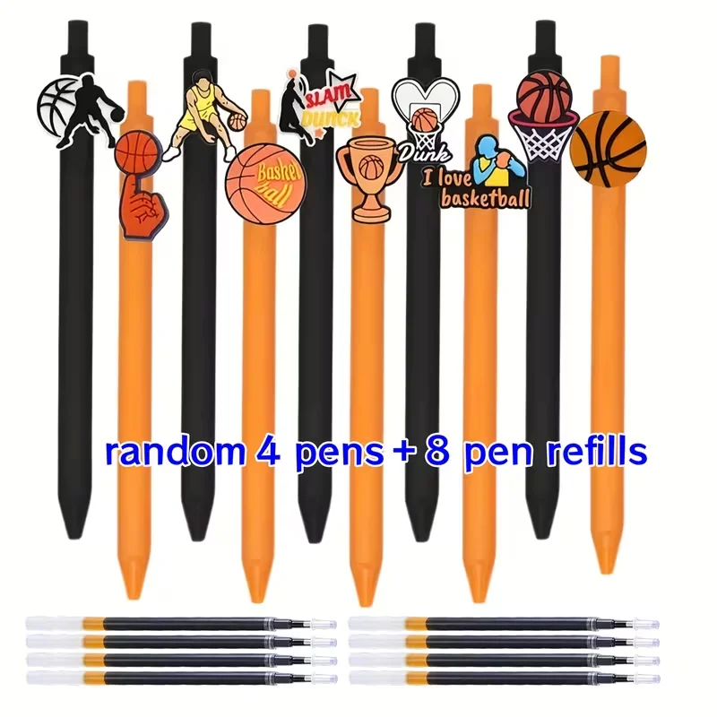 12 penne a sfera a tema basket, articoli per l'ufficio e lo studio per il ritorno a scuola (4 penne + 8 ricariche) - immagine 4