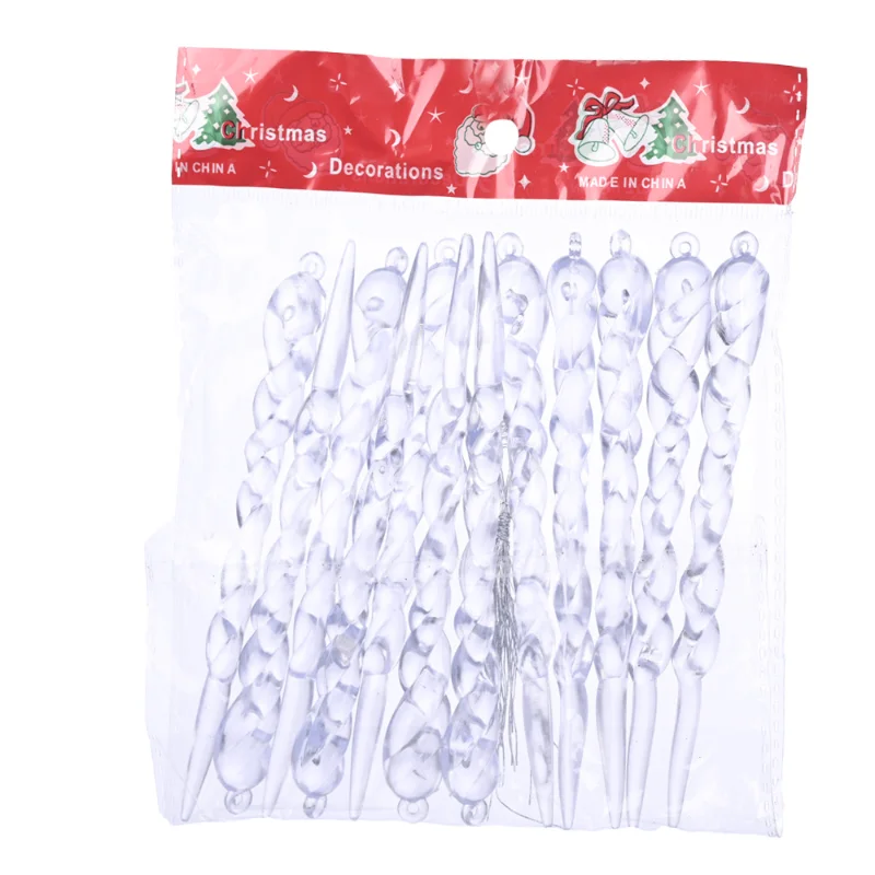 12pcs Crystal Clear Christmas Tree Ornaments Icicle Decorations For Holiday Winter Party Decor Holiday Decorations