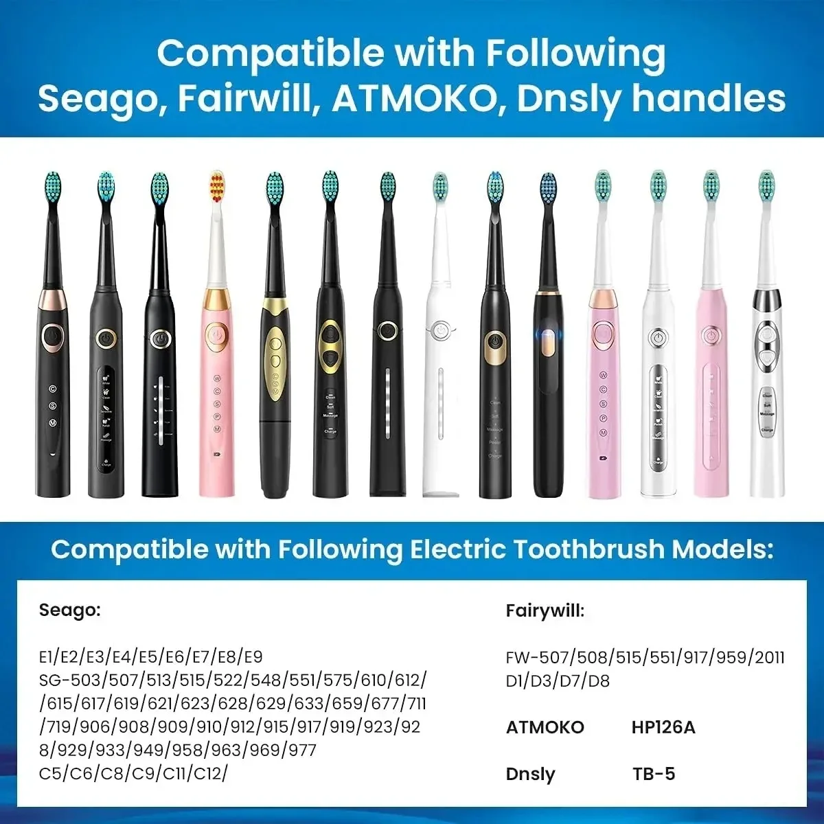 Seago Replacement Toothbrush Heads for Seago SG-575/507B/551/958/908/909/917/610/659/719/910/548 Electric Toothbrush 2