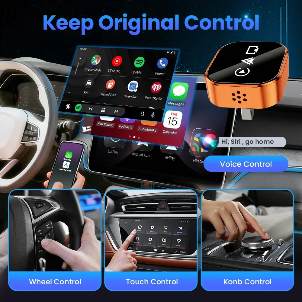 Adaptador Inalámbrico Carplay 4 en 1 Actualizado 2026, Mini Compacto, Plug and Play, WiFi de Doble Banda, Compatible con Apple y Android Auto 5