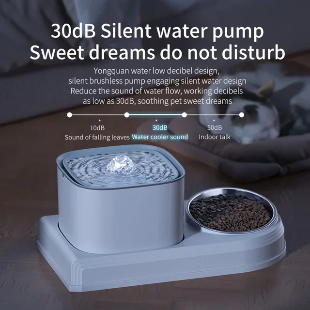 2in1 Cat Water Fountain Automatic Cats Drinker and Feeding Bowl 3L Recirculate Filtring Pet Cats Drinking Water Dispeneser 5