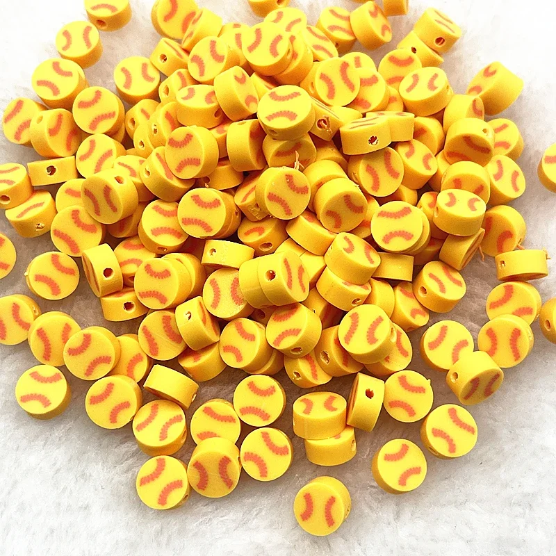 30pcs 10mm Rugby Football Shape Beads Polymer Clay Beads Spacer Loose Beads for Jewelry Making DIY Bracelet Earring