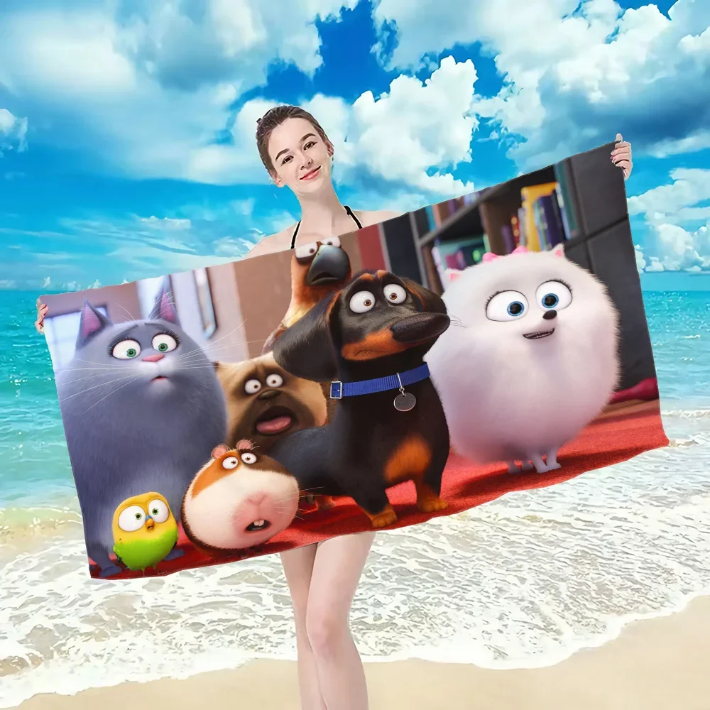 Towel towel pattern beach towel, quick drying and absorbent, The fabric is made of cotton and does not The Secret Life of Pets 4