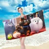 Towel towel pattern beach towel, quick drying and absorbent, The fabric is made of cotton and does not The Secret Life of Pets 4