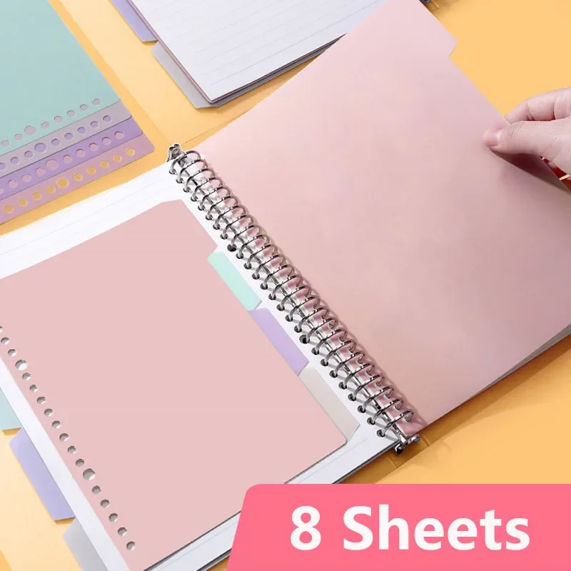 Candy Color Dividers A4 B5 A5 Planner Index Divider Page Plastic Classification Page Tab Bookmark Planner Inserts 8 Pcs/set 2