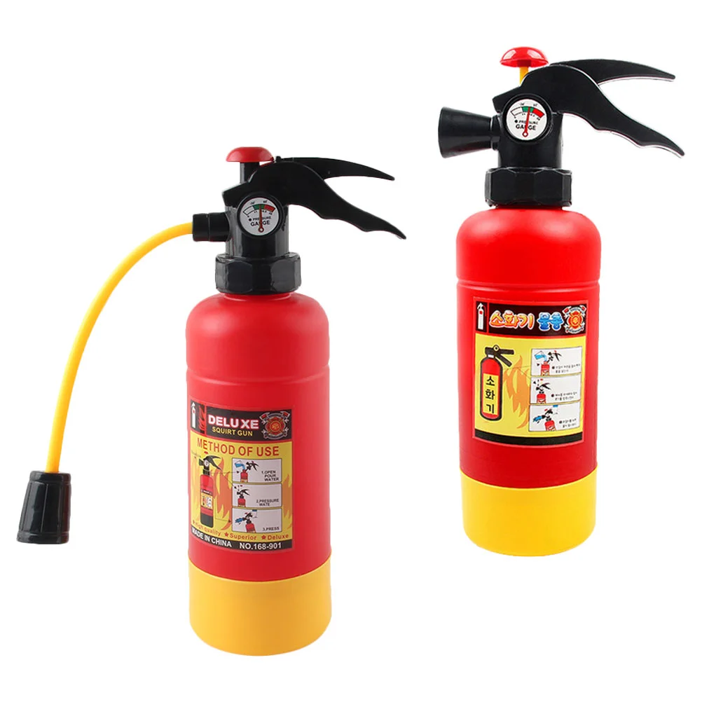 

2 Pcs Fire Extinguishers Alloy Firefighter Accessories Fireman Squirters Toys Plastic Pretend Play Water