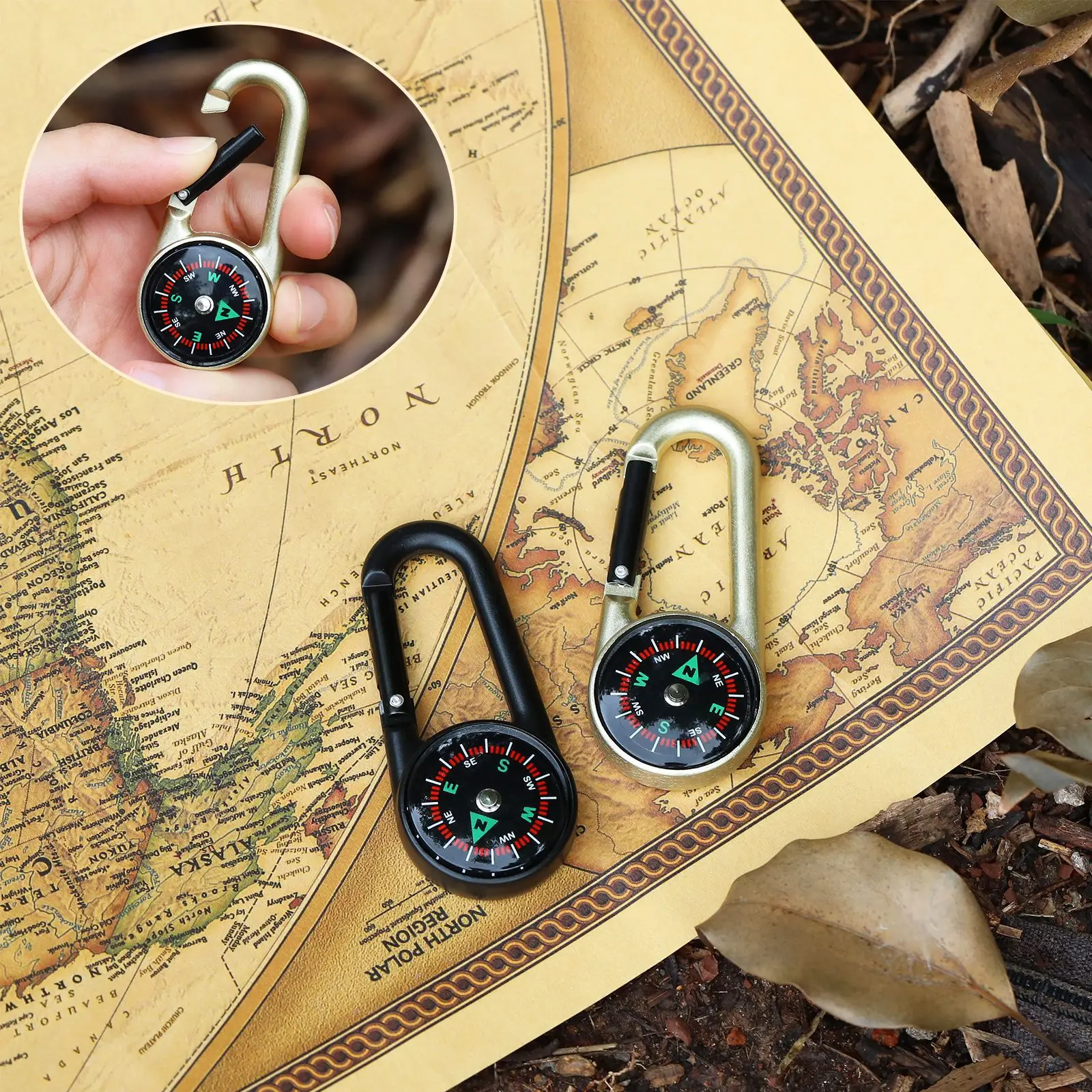 thumbnail image 2 of Mini Portable Mountaineering Compass - Keychain With Carabiner 2 of 11