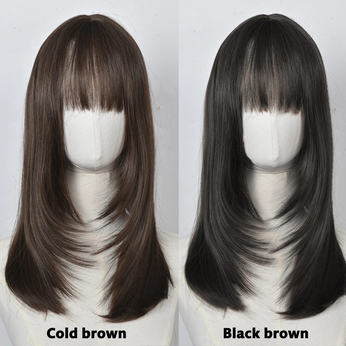 Synthetic high-level clavicle wig headgear layered natural heat-resistant for elegant wear by everyday women at parties