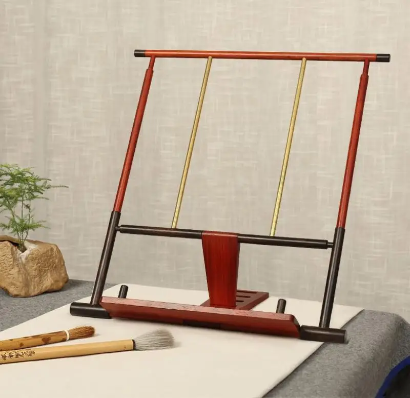 정교한 마호가니 고전 독서 프레임, 다기능 쓰기 붓, 캘리그라피 카피캣 거치대
