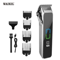 WAIKIL professional men's electric hair clipper LCD digital display trimmer USB rechargeable adjustable electric push shear 1