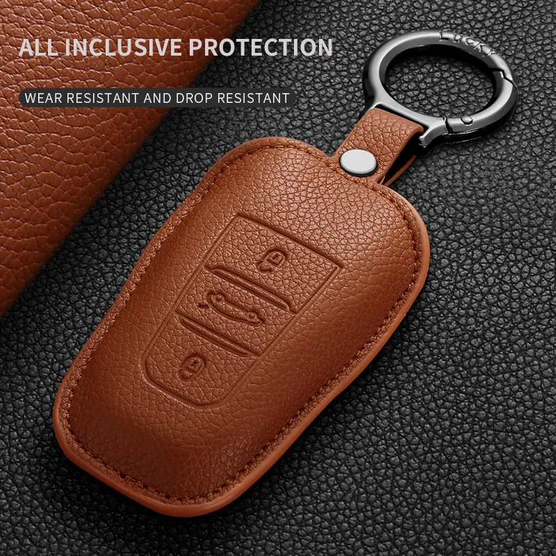 Premium Leather Car Remote Key Case - Anti-Scratch Durable Protective Cover