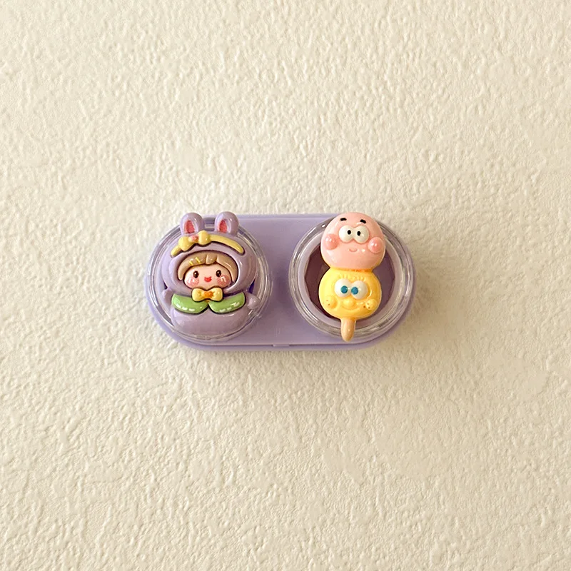 DUOXIU 1 New Contact Lens Inserter Remover Wearing Tool Contact Lenses with Tweezers Suction Stick Cute Cartoon Animal Case Box contact lenses tools