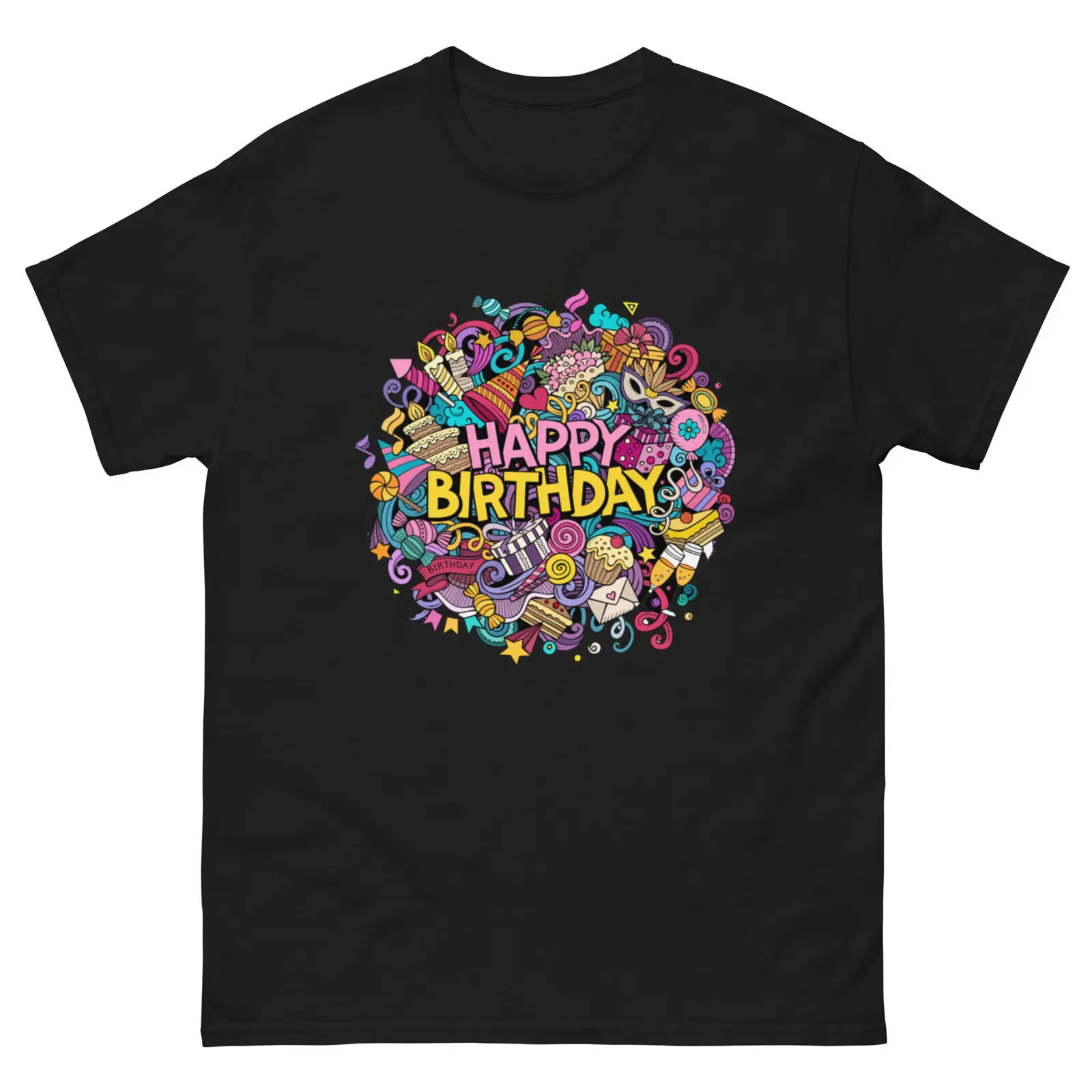 

Классическая мужская футболка с изображением героев мультфильмов на день рождения, забавная Праздничная художественная футболка