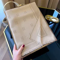 New H Letter Imitation Silk Scarf Simple Fashion Versatile Shawl Tencel Cotton Printing Soft Machine Crimping Fashion Elegant